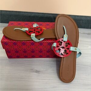 Tory Burch Red and Aqua Women's Sandals